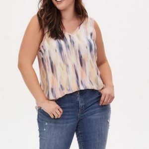 TORRID Flowy Sleeveless Tank Blouse Watercolor Brushstroke Georgette Like New 6X